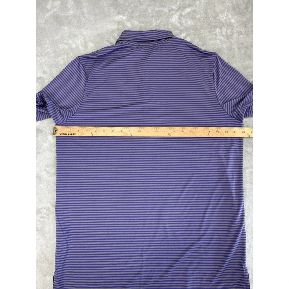 Ralph Lauren RLX Polo Men Medium Purple Striped 1/4 Button Performance Side Slit